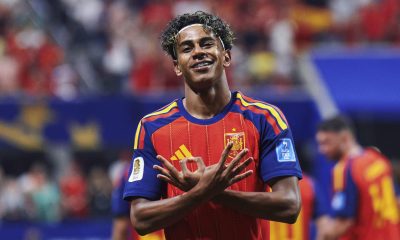 El delantero de la selección española Lamine Yamal celebra el primer gol del partido del Mundial 2026 entre España y Arabia Saudí, con victoria 4-0 en Atlanta. EFE/Ángel Martínez/RFEF - -SÓLO USO EDITORIAL/SOLO USO PERMITIDO PARA ILUSTRAR LA NOTICIA QUE APARECE EN EL PIE DE FOTO (CRÉDITO OBLIGATORIO)-