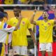 Daniel Muñoz (d) de Colombia celebra un gol este martes, en un partido del grupo K del Mundial de la FIFA 2026 entre Colombia y RD Congo, en el estadio Akron en Guadalajara (México). EFE/ Francisco Guasco