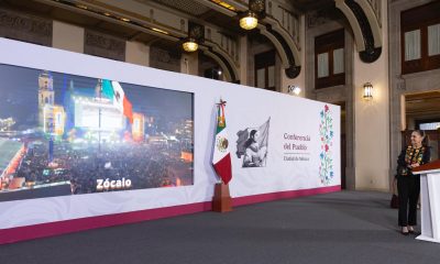 Fotografía cedida por la Presidencia de México de su mandataria Claudia Sheinbaum durante una rueda de prensa este viernes, en el Palacio Nacional de Ciudad de México (México). EFE/ Presidencia de México /SOLO USO EDITORIAL/NO VENTAS/ SOLO DISPONIBLE PARA ILUSTRAR LA NOTICIA QUE ACOMPAÑA (CRÉDITO OBLIGATORIO)