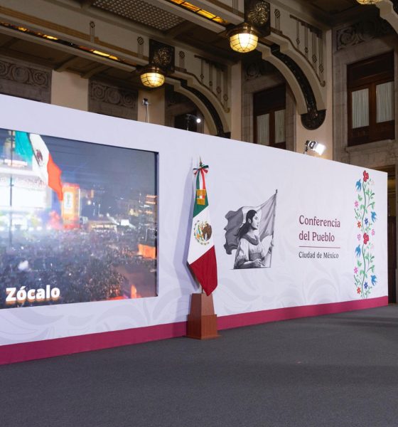 Fotografía cedida por la Presidencia de México de su mandataria Claudia Sheinbaum durante una rueda de prensa este viernes, en el Palacio Nacional de Ciudad de México (México). EFE/ Presidencia de México /SOLO USO EDITORIAL/NO VENTAS/ SOLO DISPONIBLE PARA ILUSTRAR LA NOTICIA QUE ACOMPAÑA (CRÉDITO OBLIGATORIO)