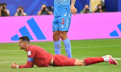 Cristiano Ronald odurante el partido del Grupo K del Mundial 2026 que disputan las selecciones nacionales de Portugal y República Democrática del Congo este miércoles, en el Estadio Houston (Texas). EFE/EPA/SAM WASSON