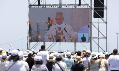 SANTA CRUZ DE TENERIFE,.- Imagen del papa León XIV la semana pasada en la misa que ofició en el puerto de Santa Cruz de Tenerife en su último día de viaje a España.EFE/Miguel Barreto