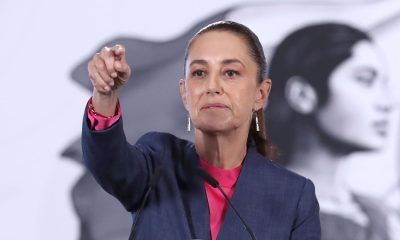 La presidenta de México, Claudia Sheinbaum, habla durante una rueda de prensa este lunes en Palacio Nacional de la Ciudad de México (México). EFE/Mario Guzmán