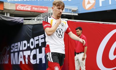 El internacional alemán Lennart Karl, antes de comenzar el entrenamiento de este viernes con su selección en Chicago (Estados Unidos). EFE/KAMIL KRZACZYNSKI