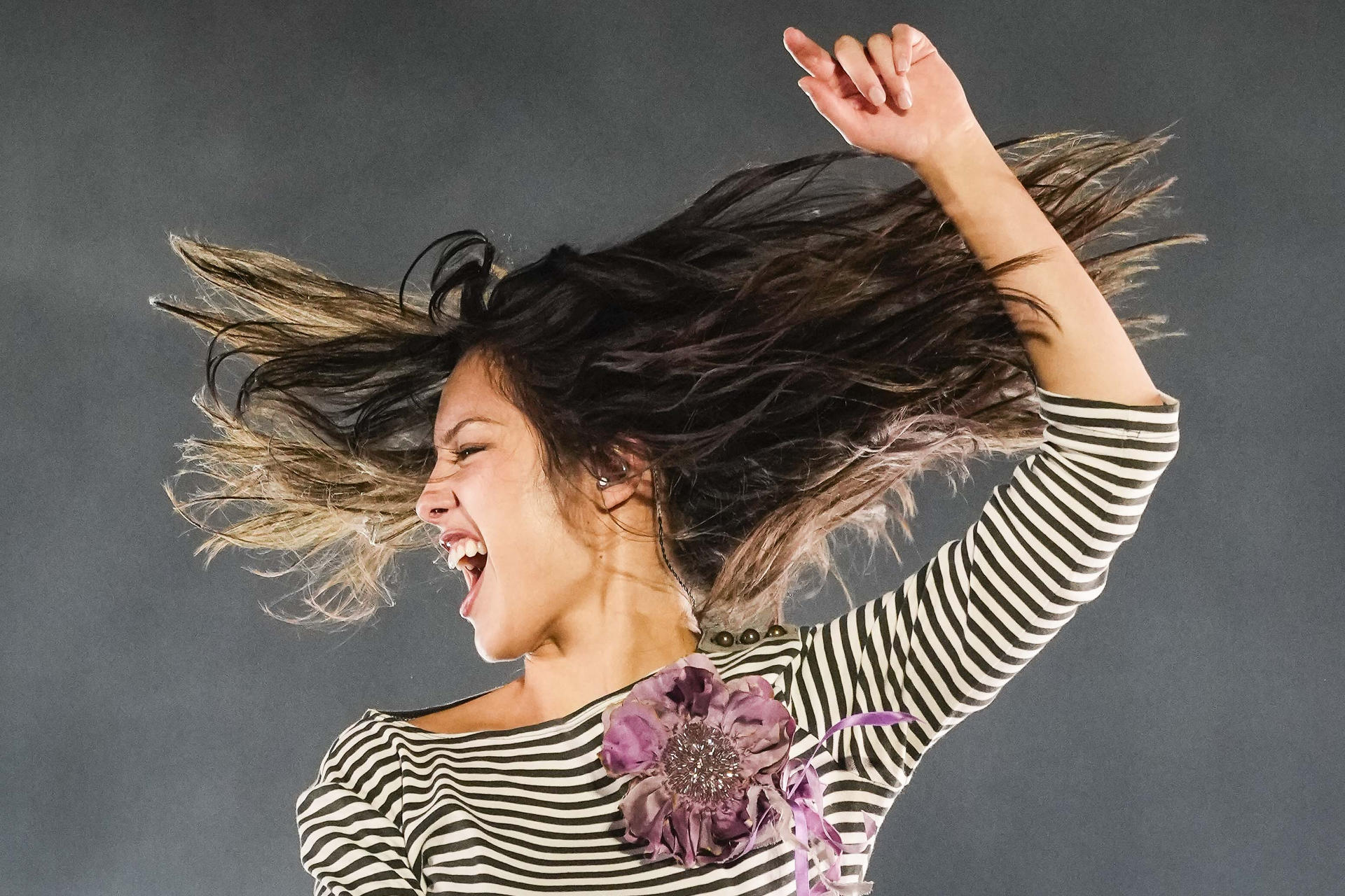 La cantante estadounidense Olivia Rodrigo durante el concierto que ofrece en la tercera jornada del festival Primavera Sound, este sábado en Barcelona. EFE/Enric Fontcuberta.