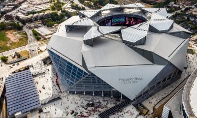 Fotografía cedida por Mercedes-Benz Stadium que muestra la fachada del estadio Mercedes-Benz en Atlanta (EE.UU.). EFE/ Mercedes-Benz Stadium /SOLO USO EDITORIAL/ NO VENTAS/ SOLO DISPONIBLE PARA ILUSTRAR LA NOTICIA QUE ACOMPAÑA (CRÉDITO OBLIGATORIO)