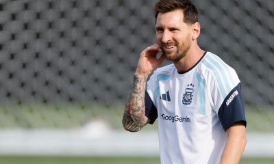 Lionel Messi de Argentina reacciona durante un entrenamiento este jueves, en Kansas City (EE.UU.). EFE/ Juan Ignacio Roncoroni