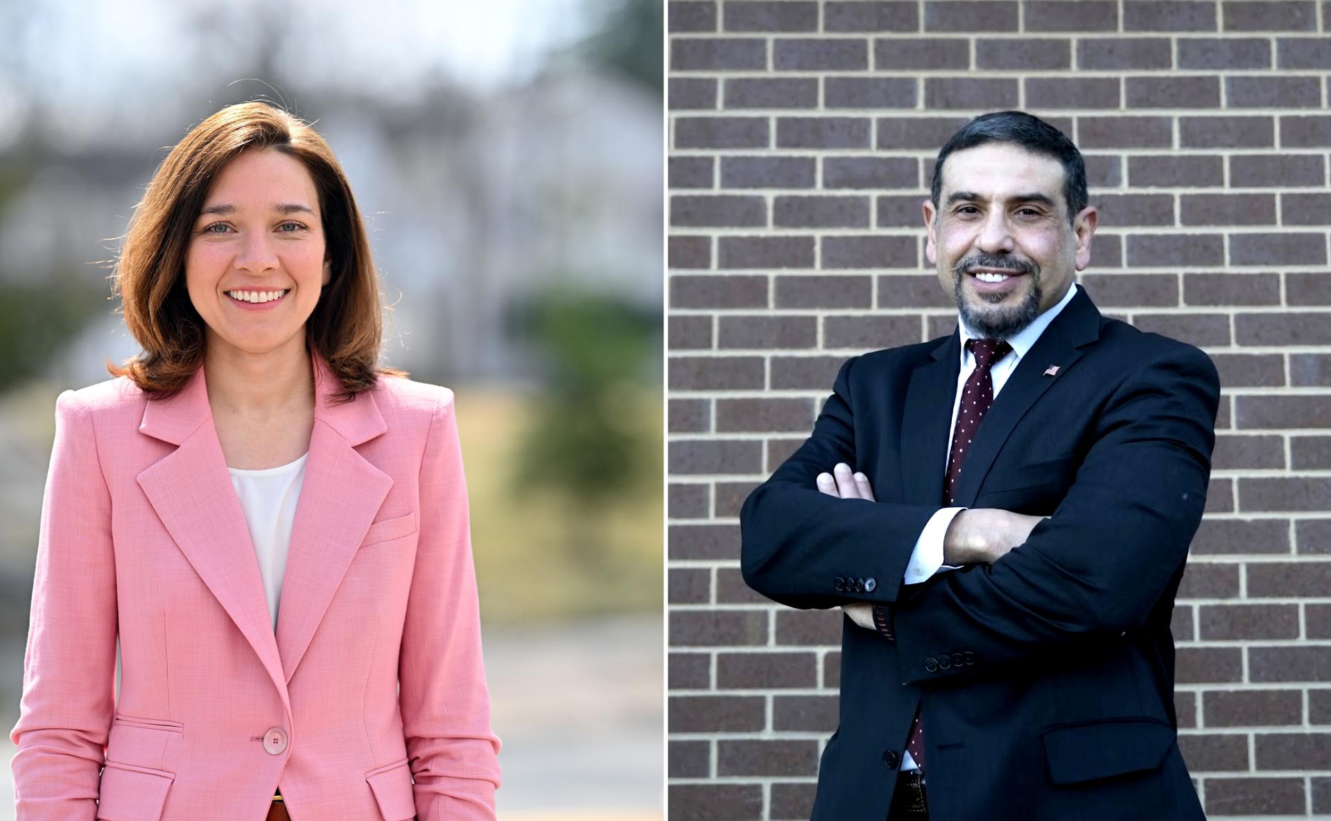 Composición de dos fotografías de campaña electoral donde aparece la expiloto de la Marina, Rebecca Bennett, y el médico de origen egipcio, Adam Hamawy, quienes son los nominados demócratas en las primarias de Nueva Jersey para dos escaños del Congreso de EE.UU. EFE/Rebecca Bennett for Congress/Hamawy for NJ /SOLO USO EDITORIAL /NO VENTAS /SOLO DISPONIBLE PARA ILUSTRAR LA NOTICIA QUE ACOMPAÑA /CRÉDITO OBLIGATORIO