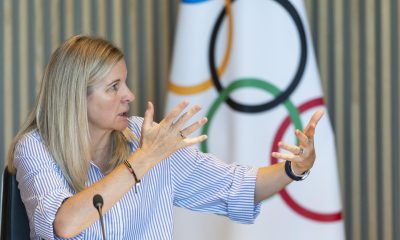 La presidenta del Comité Olímpico Internacional (COI), Kirsty Coventry, durante una reunión del Comité Ejecutivo este lunes en Lausana (Suiza). EFE/ CYRIL ZINGARO