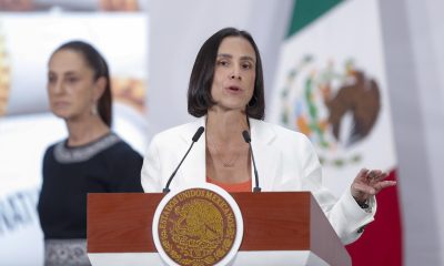 La secretaria de Energía, Luz Elena González, habla durante una rueda de prens en Palacio Nacional de Ciudad de México (México). Imagen de archivo. EFE/ Isaac Esquivel